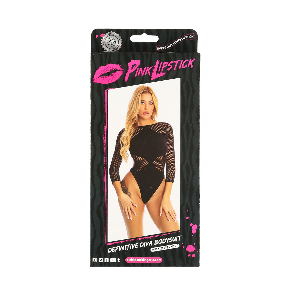Pink Lipstick - Definitive Diva Bodysuit - Black - OS