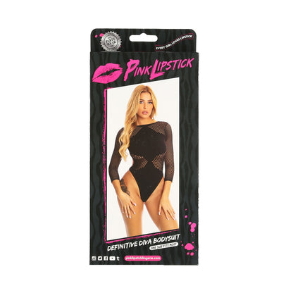 Pink Lipstick - Definitive Diva Bodysuit - Black - OS