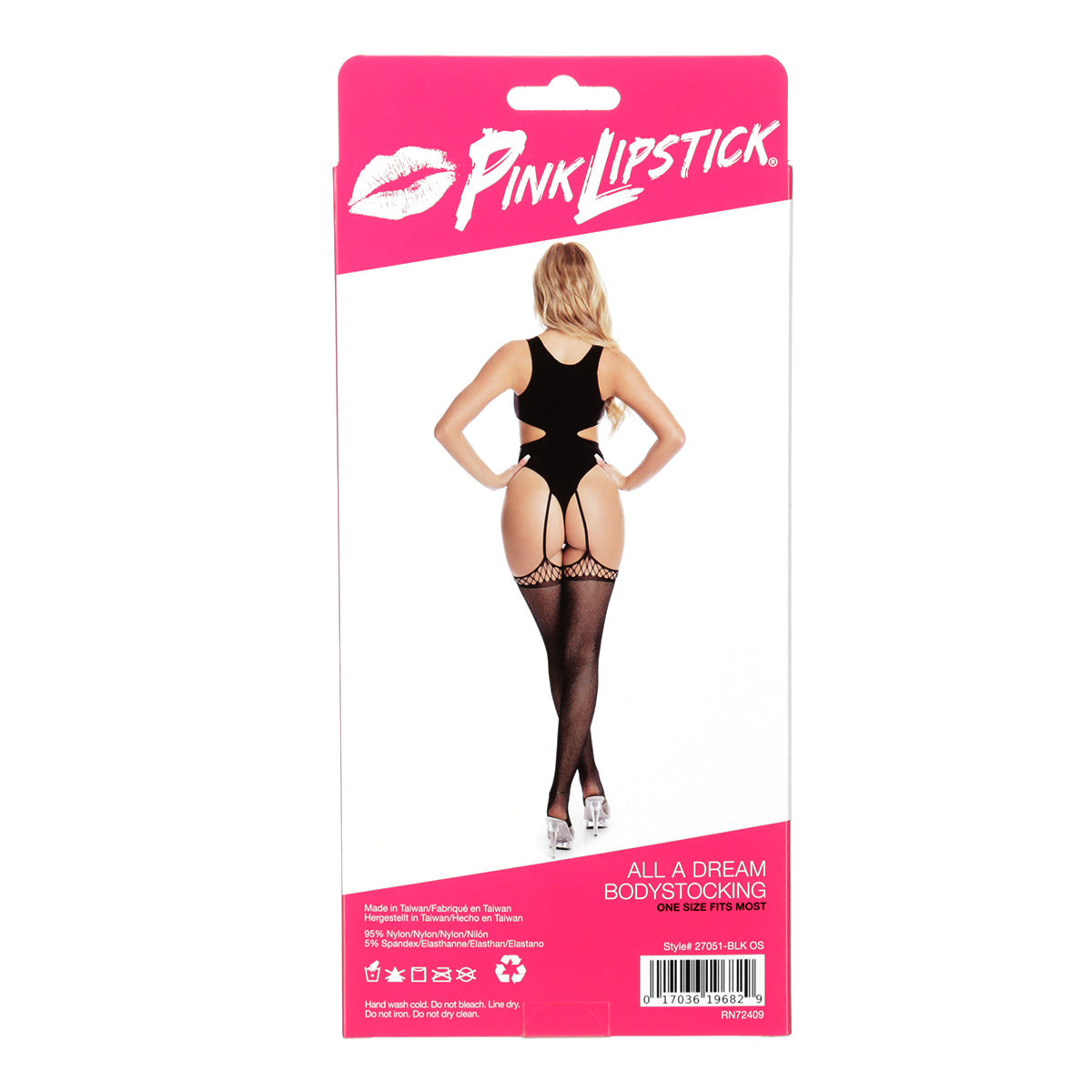 Pink Lipstick - All A Dream Bodystocking - Black - OS