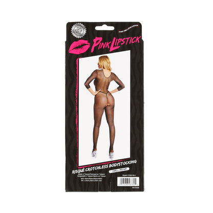 Pink Lipstick - Risque Crotchless Bodystocking - Black - S/M