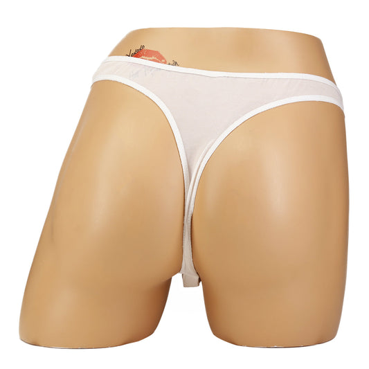 Other Brands Velcro Front Mesh Thong For Men - White - O/S