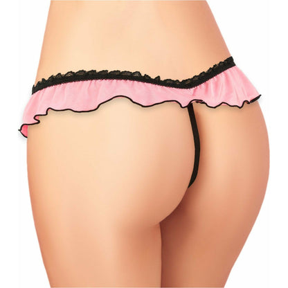Black and Pink Crotchless Panty - O/S