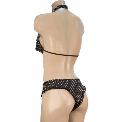 Sexy 2 PC Polka Dot Halter & Low Rise Panty Set - O/S