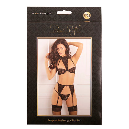 Rene Rofe Deepest Desires 3PC Bra Set – Black – Size S/M