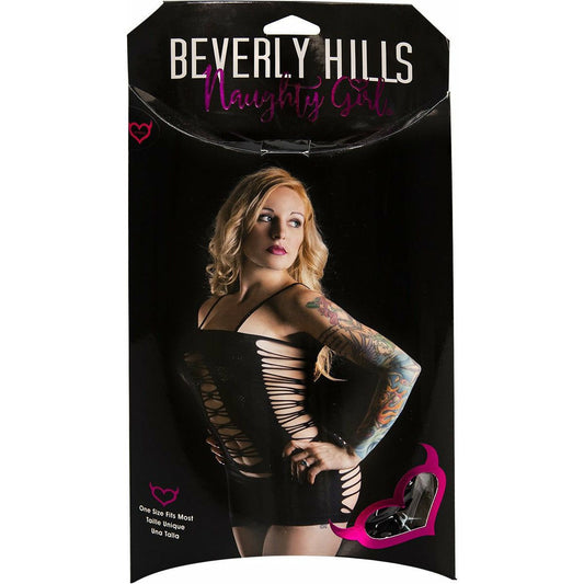 Beverly Hills Naughty Girl - Wide Fishnet Design Tube Dress - Black - One Size
