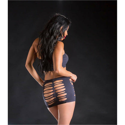 Beverly Hills Naughty Girl - 2 Piece Mesh and Fishnet Dress - Black - One Size