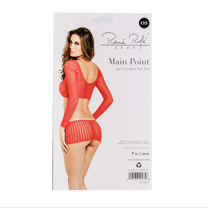 Rene Rofe Main Point 2PC Crochet Net Set – Red - One Size