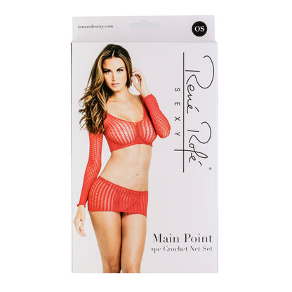 Rene Rofe Main Point 2PC Crochet Net Set – Red - One Size
