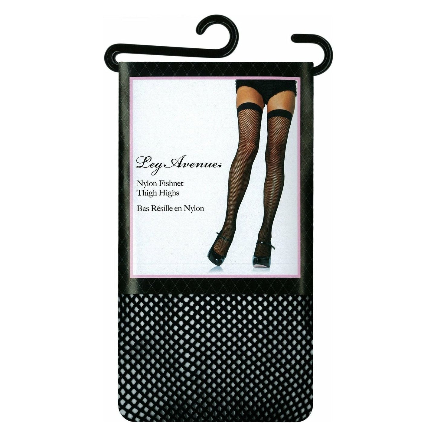 Nylon Fishnet Thigh Highs - Black - One Size