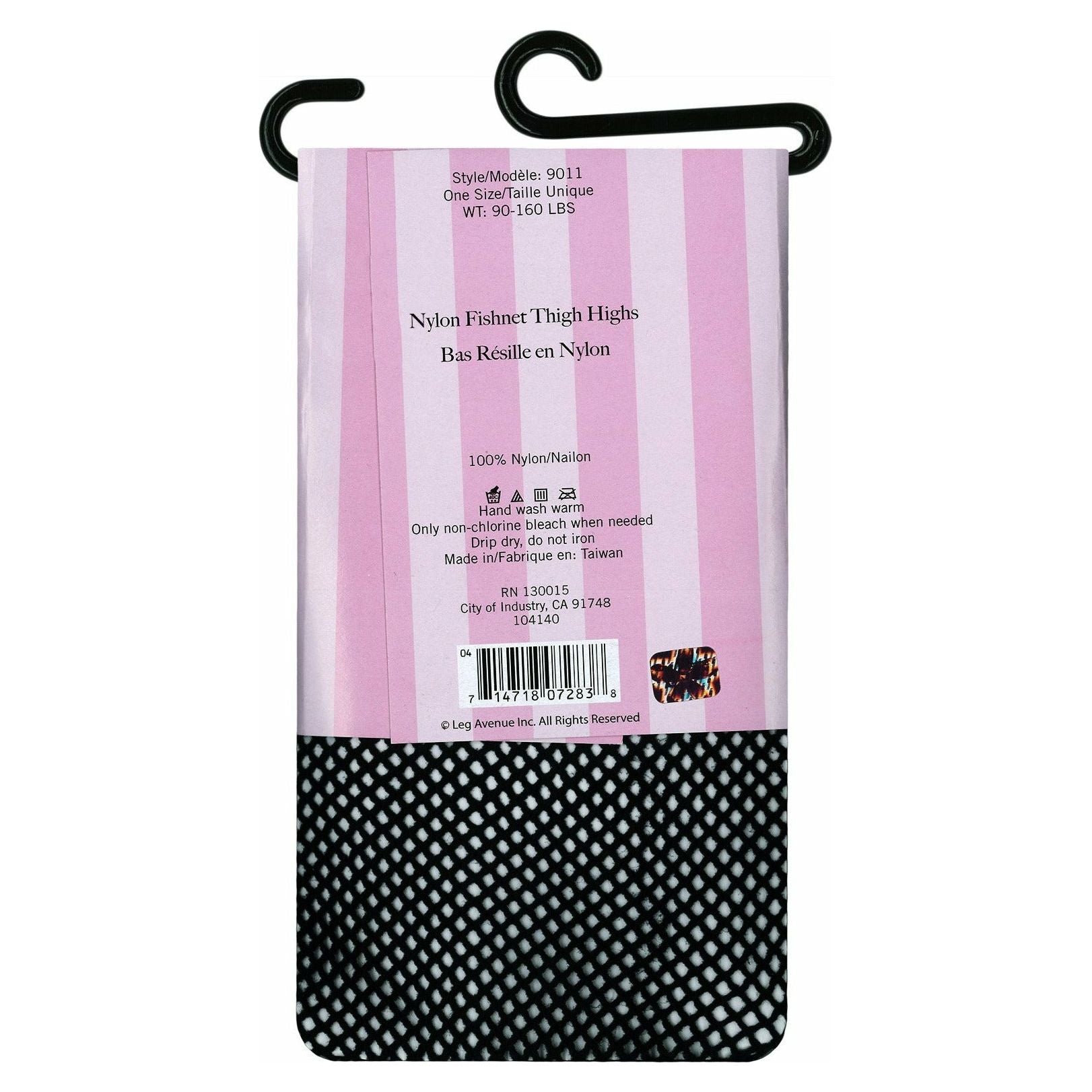 Nylon Fishnet Thigh Highs - Black - One Size