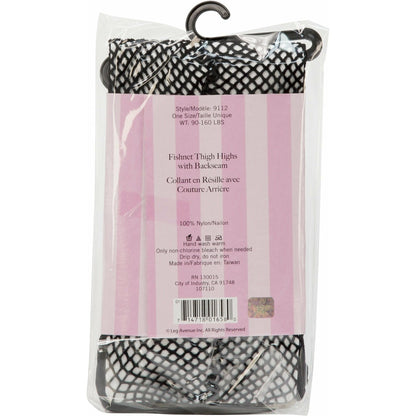 Leg Avenue Fishnet Thigh Highs with Backseam - Black - One Size