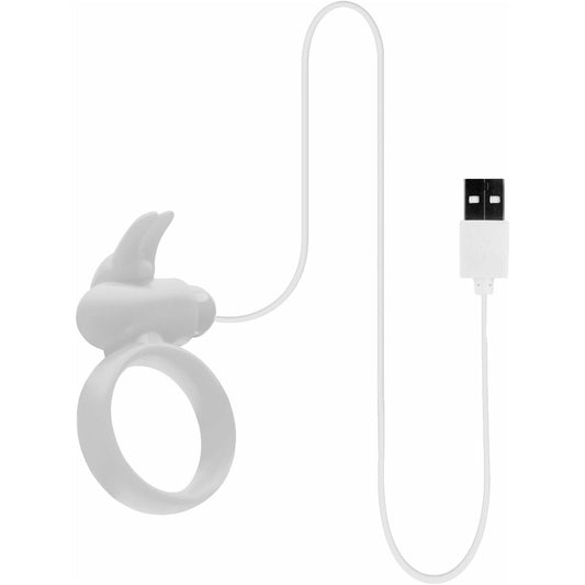 BMS Factory Buckle Up Silicone Cock Ring with Clitoris Stimulator - White