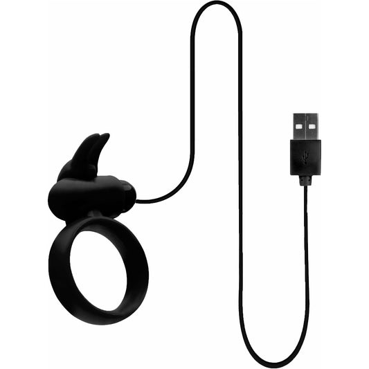 BMS Factory Buckle Up Silicone Cock Ring with Clitoris Stimulator - Black