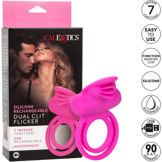 CalExotics® Dual Clit Flicker/Cock Ring – Pink