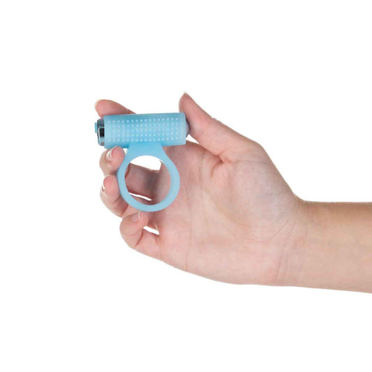 PowerBullet - Cosmic Ring - Vibrating Cock Ring - Glow-in-the-Dark Blue
