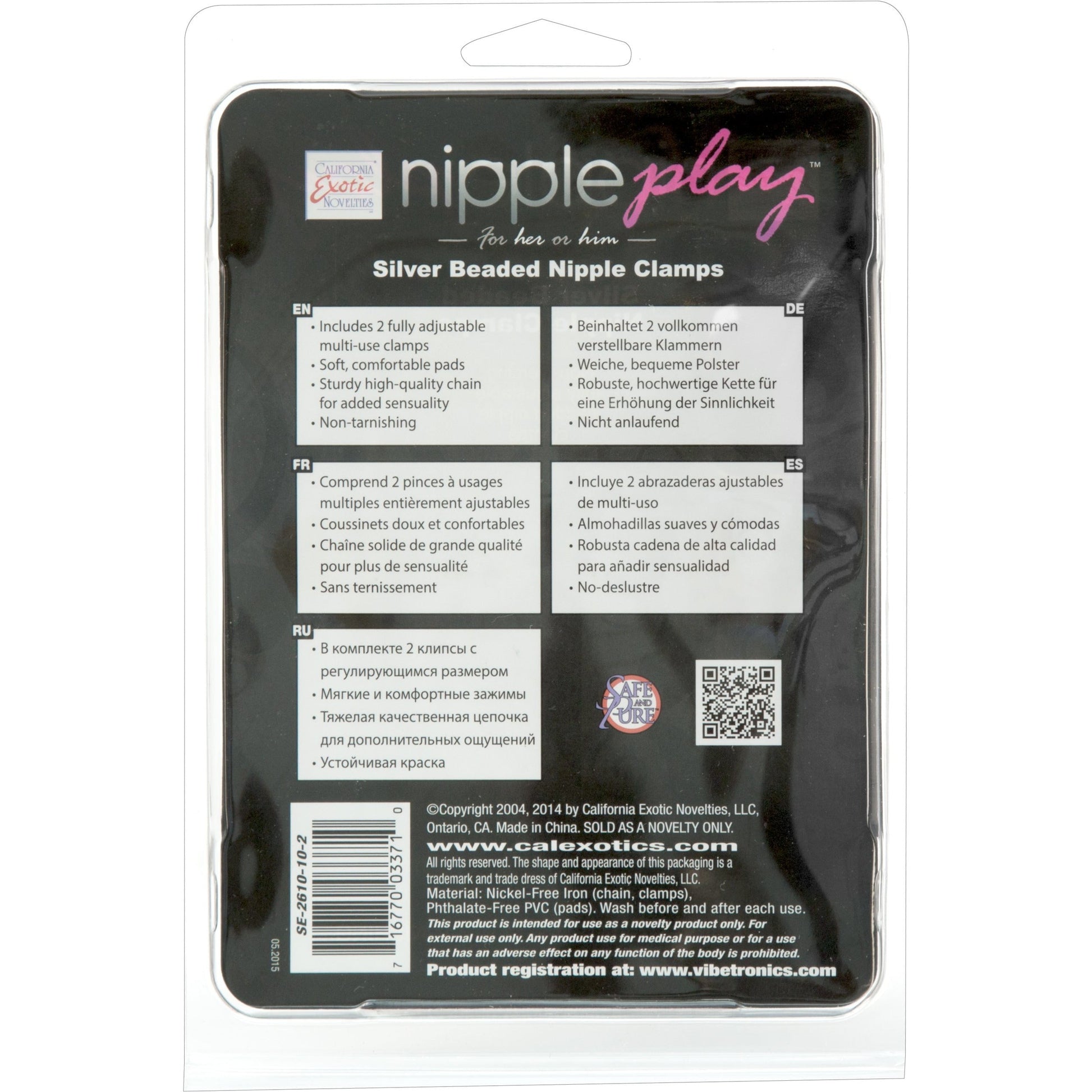 CalExotics® Silver Beaded Nipple Clamps