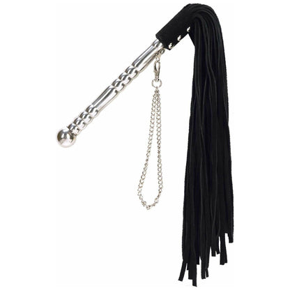 Punishment Black Whip with Silver Handle