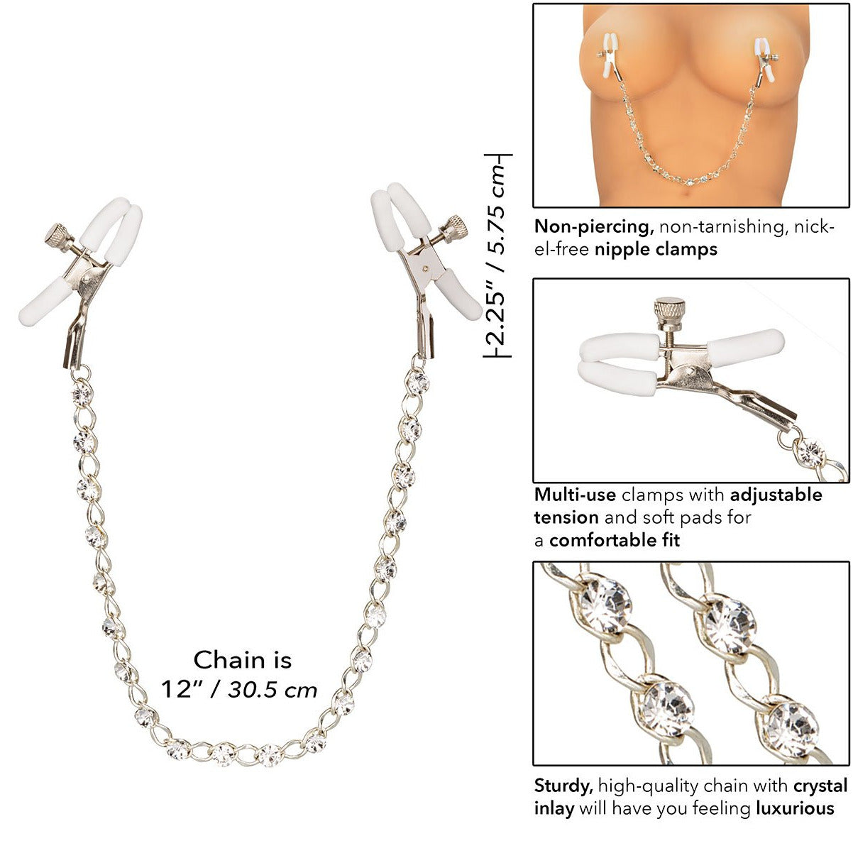 CalExotics® Nipple Play - Crystal Chain Clamps