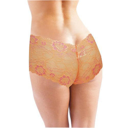 Boy Leg Panty -  Peach with Pink Flowers - Small
