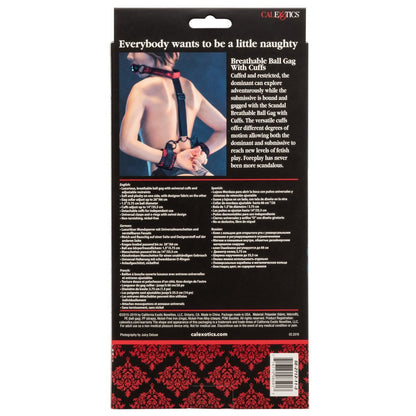 CalExotics® Scandal – Breathable Ball Gag with Cuffs – Red
