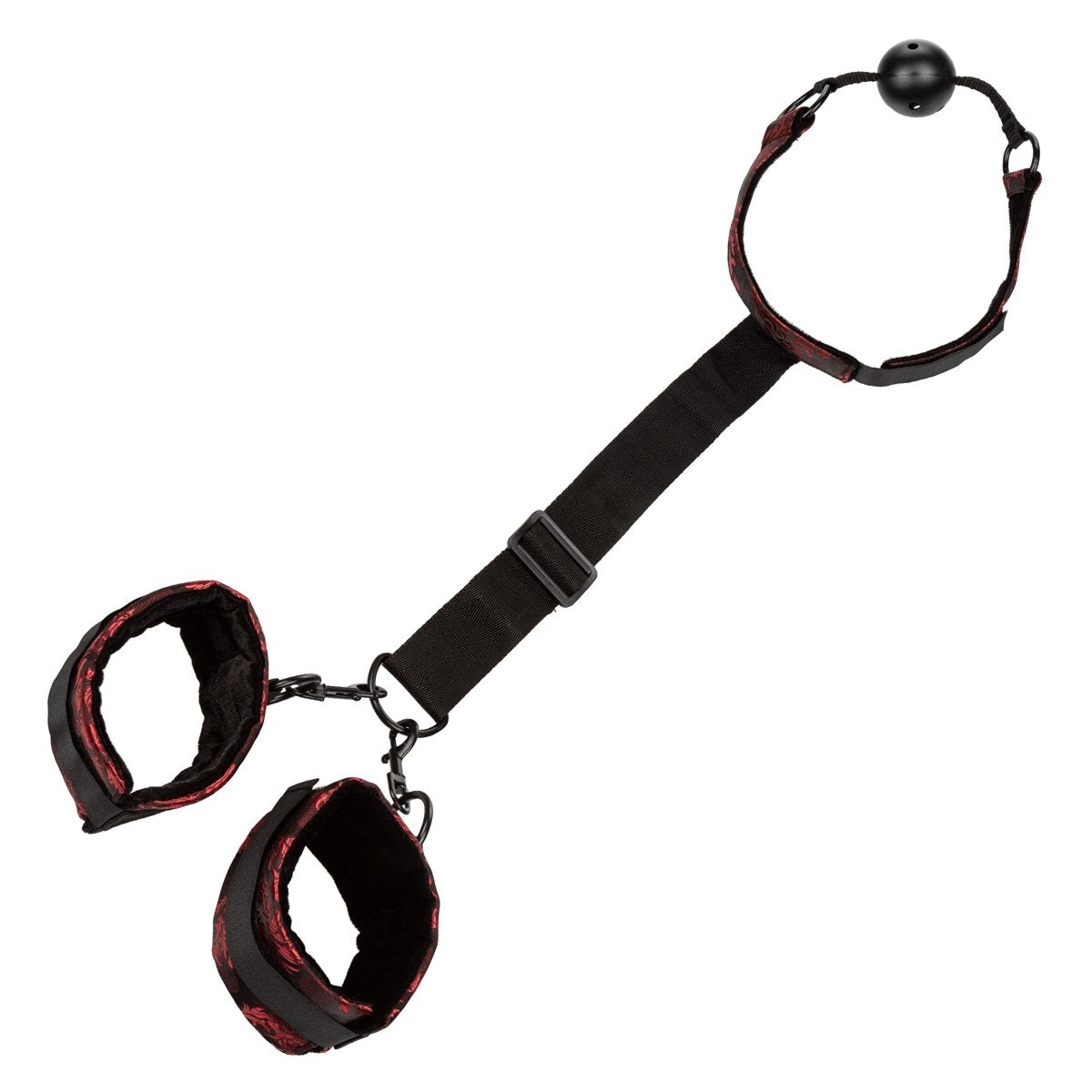 CalExotics® Scandal – Breathable Ball Gag with Cuffs – Red