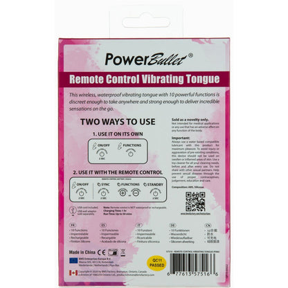 PowerBullet Remote Control Vibrating Tongue - Pink