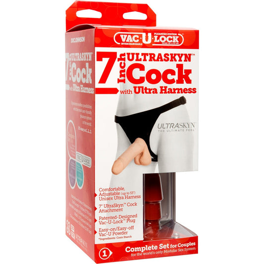 Doc Johnson 7 Inch Ultra Realistic 3 Cock With Harness