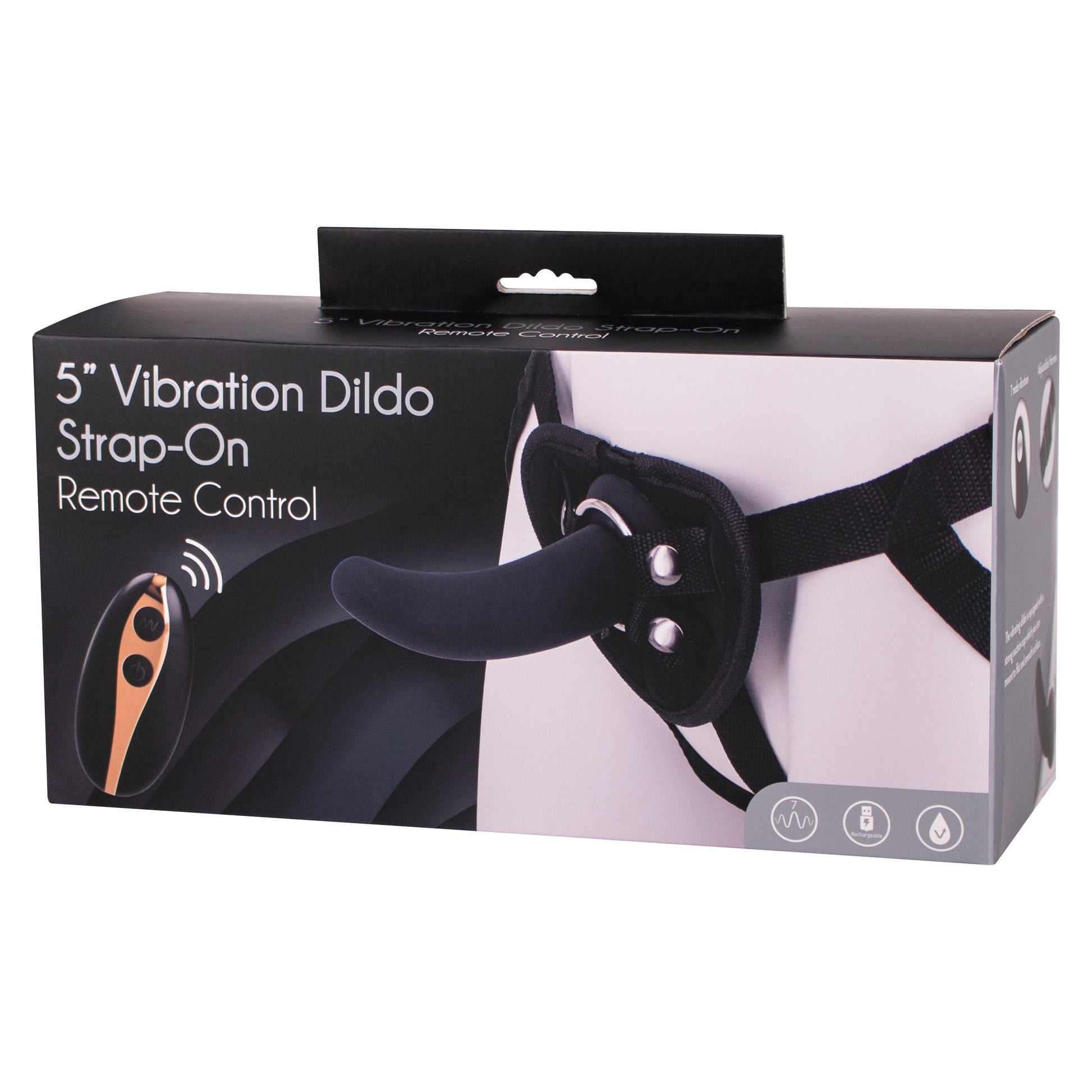 Seven Creations 5” Vibrating Strap-On & Harness – Black