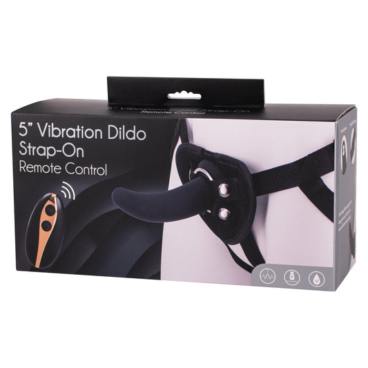 Seven Creations 5” Vibrating Strap-On & Harness – Black