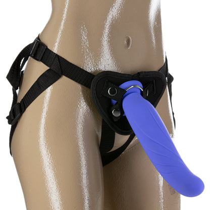 Seven Creations 9” Vibrating Strap-On & Harness – Purple