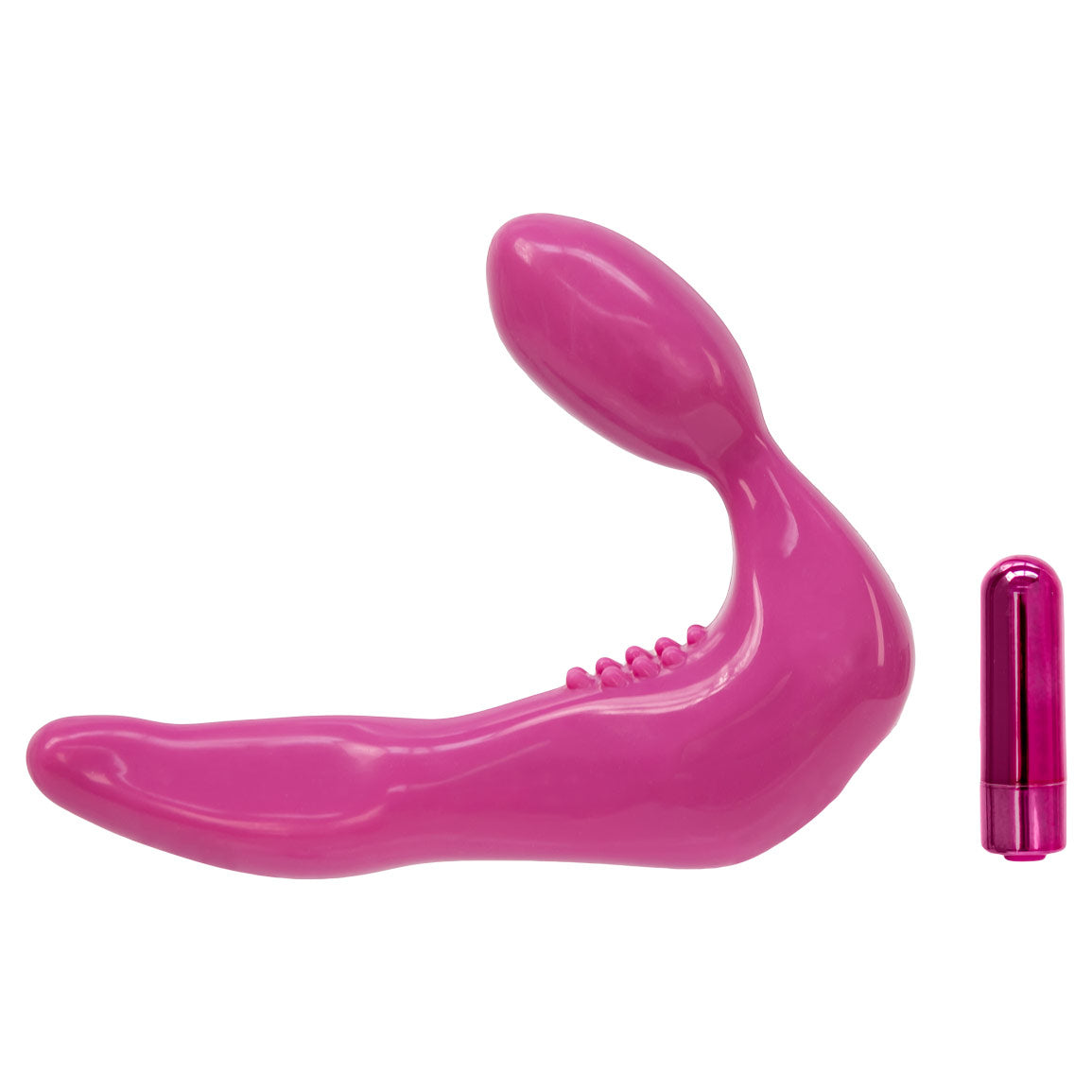 Pure Love® - Strapless Strap-On Silicone Dildo With Vibrating Bullet – Pink