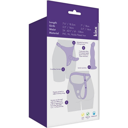 Kinx Double Tip Strap On - Purple and Pink