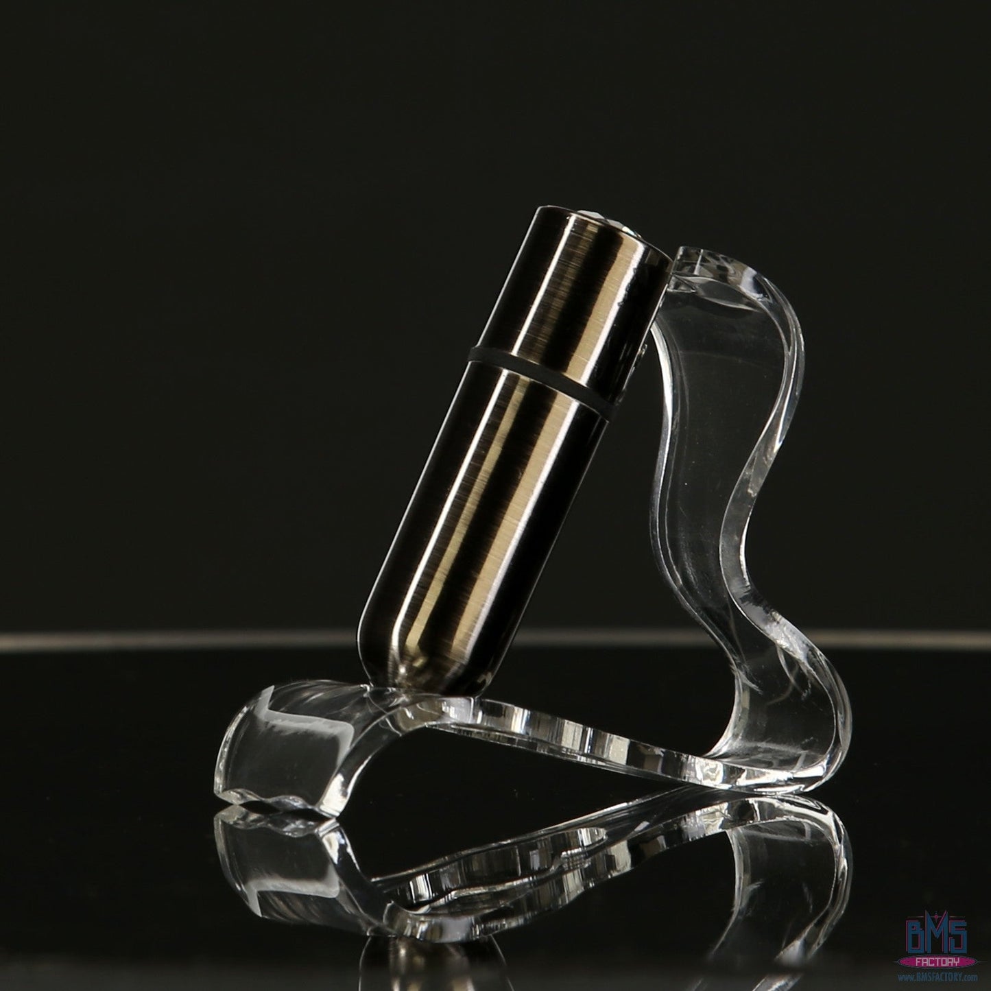 First-Class Bullet - 2.5" Bullet Vibrator with Key Chain Pouch - Gun Metal