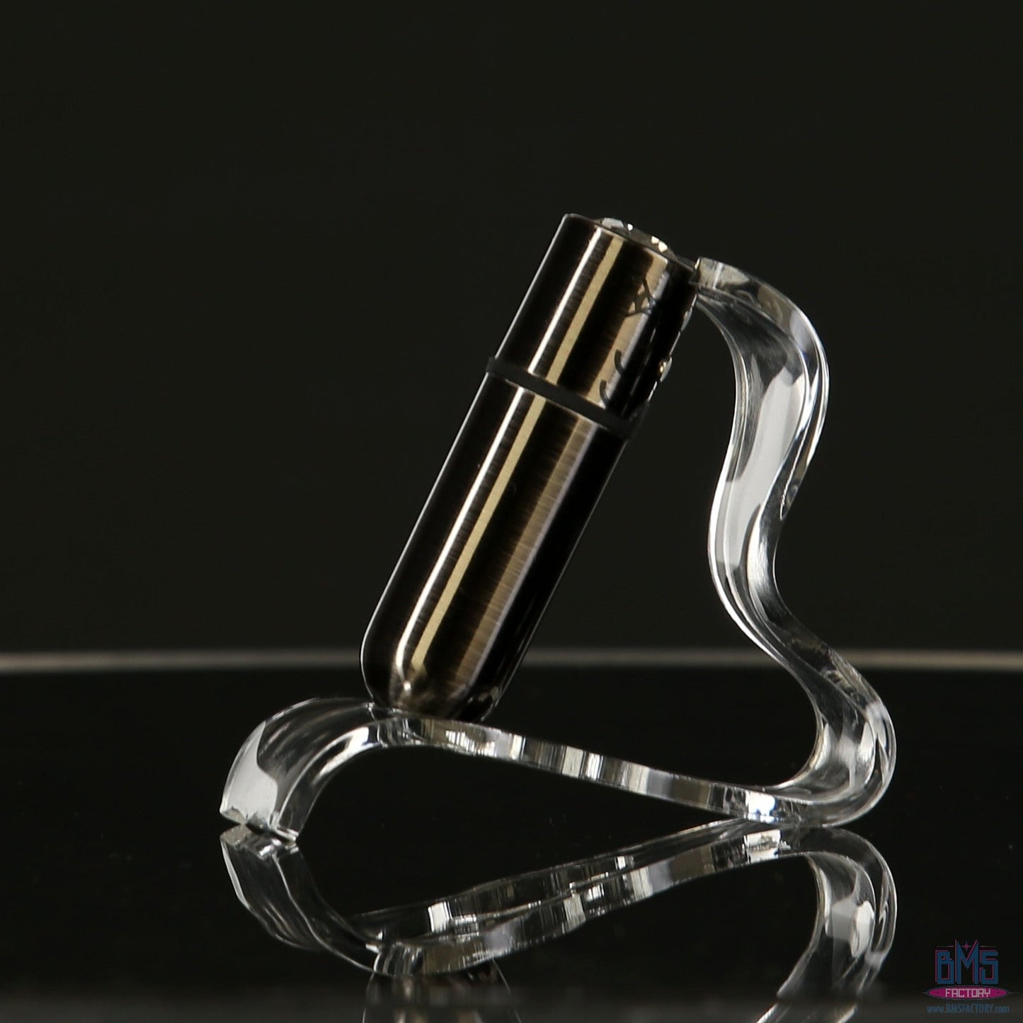 First-Class Bullet - 2.5" Bullet Vibrator with Key Chain Pouch - Gun Metal