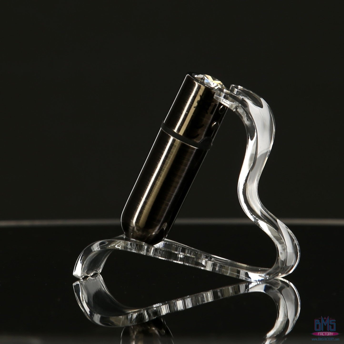 First-Class Bullet - 2.5" Bullet Vibrator with Key Chain Pouch - Gun Metal