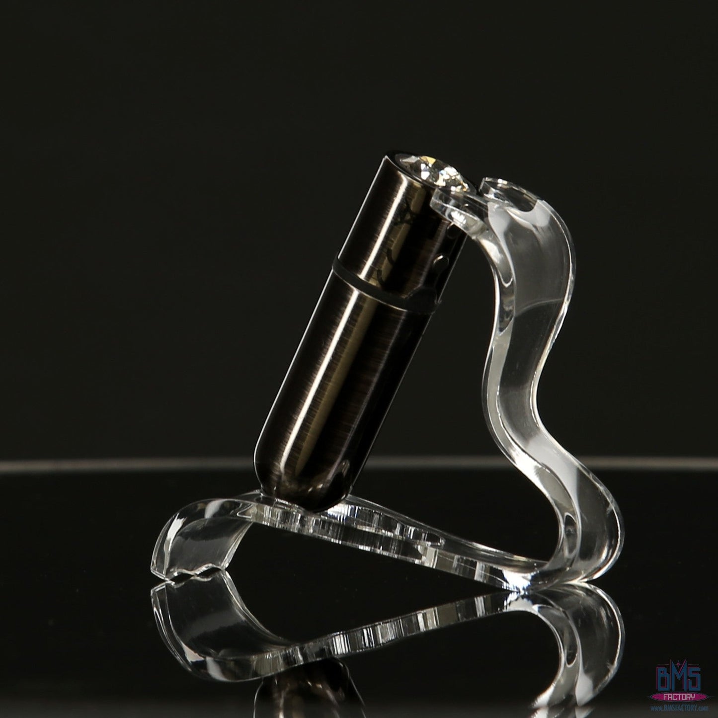 First-Class Bullet - 2.5" Bullet Vibrator with Key Chain Pouch - Gun Metal