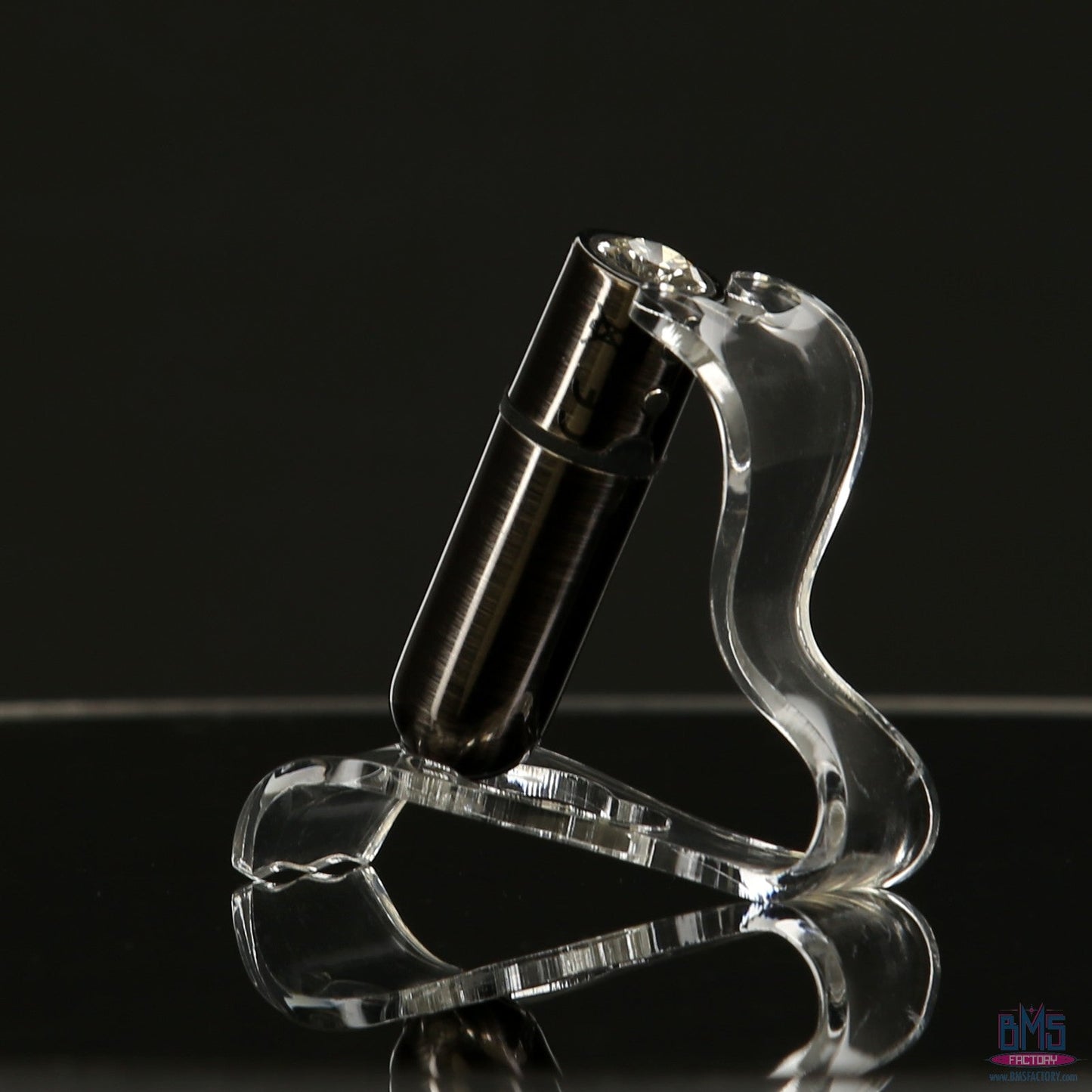 First-Class Bullet - 2.5" Bullet Vibrator with Key Chain Pouch - Gun Metal