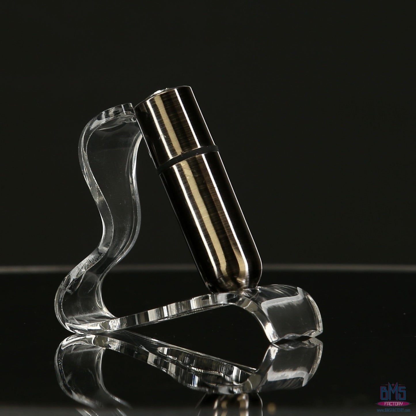 First-Class Bullet - 2.5" Bullet Vibrator with Key Chain Pouch - Gun Metal