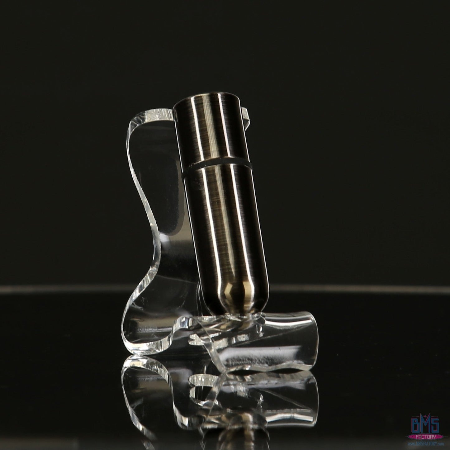 First-Class Bullet - 2.5" Bullet Vibrator with Key Chain Pouch - Gun Metal