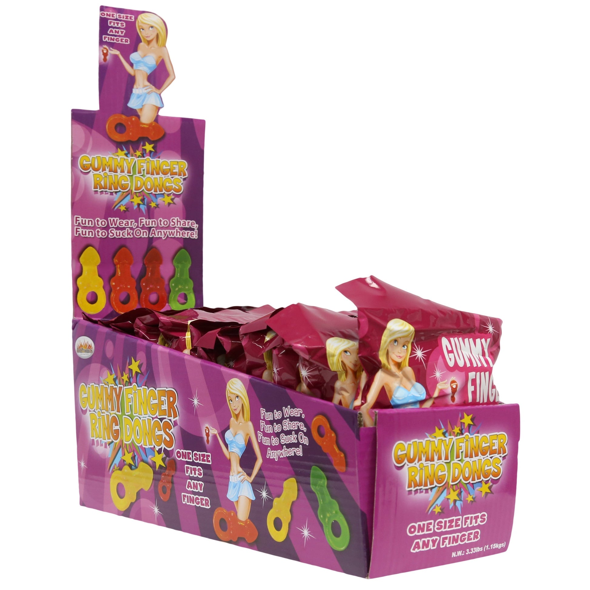 HottProducts Gummy Finger Ring Dongs - Display of 12