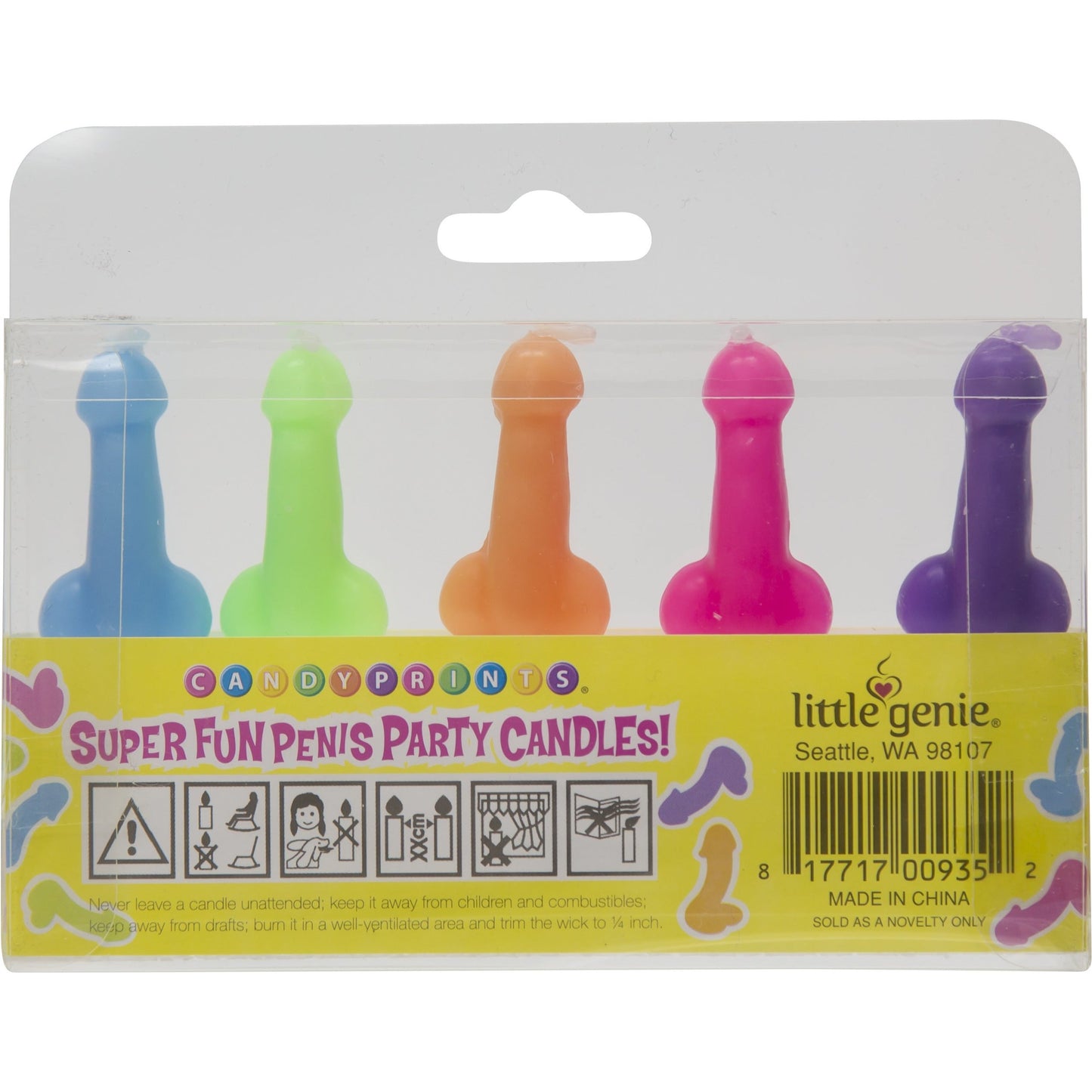 Candyprints Multicolour Penis Party Candles - 5 Pack