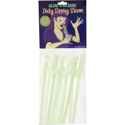 TYTF Glow In The Dark Pecker Drink Straws - 10pc Set