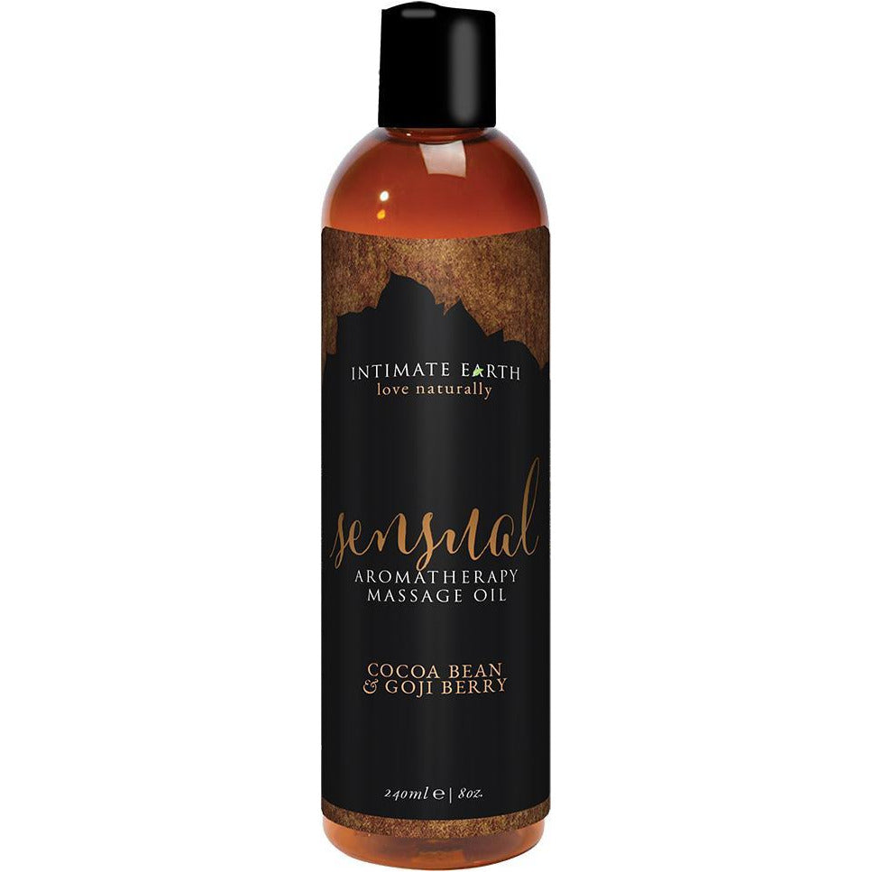 Intimate Earth Aromatherapy Massage Oil -  Cocoa Bean & Goji Berry - 8oz