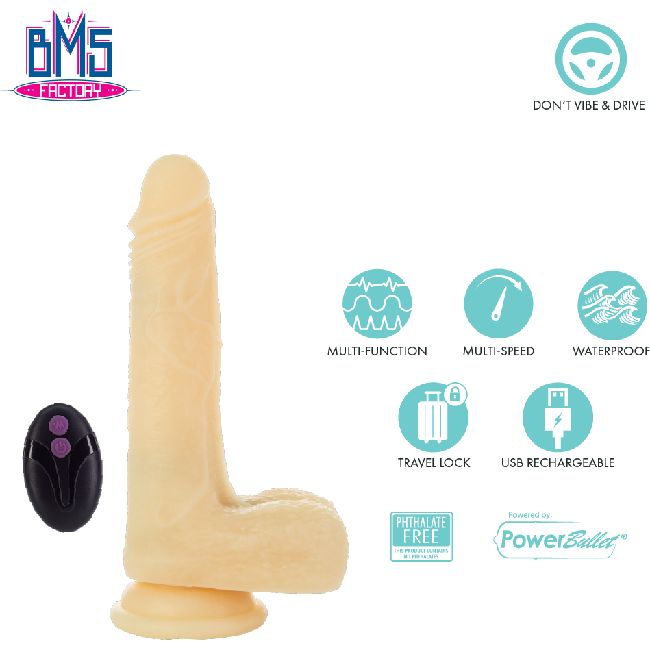 Pure Love®  -  Vibrating and Rotating Dildo with Remote - Beige