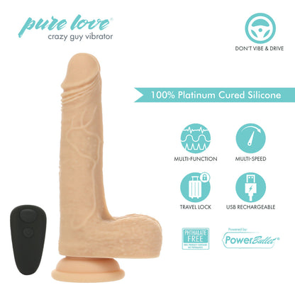 Pure Love®  - Crazy Guy – 7.5" Rotating Vibrating & Thrusting Dong