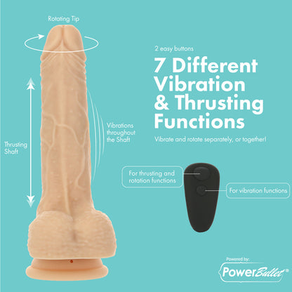 Pure Love®  - Crazy Guy – 7.5" Rotating Vibrating & Thrusting Dong