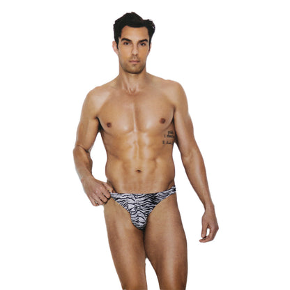 Elegant Moments - Raah - Men's Side Snap Closure Thong - Zebra - L/XL