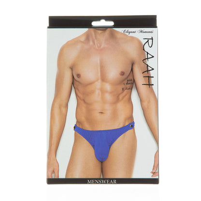 Elegant Moments – Vivace Collection Raah – Mens Side Snap Closure Thong - Blue S/M