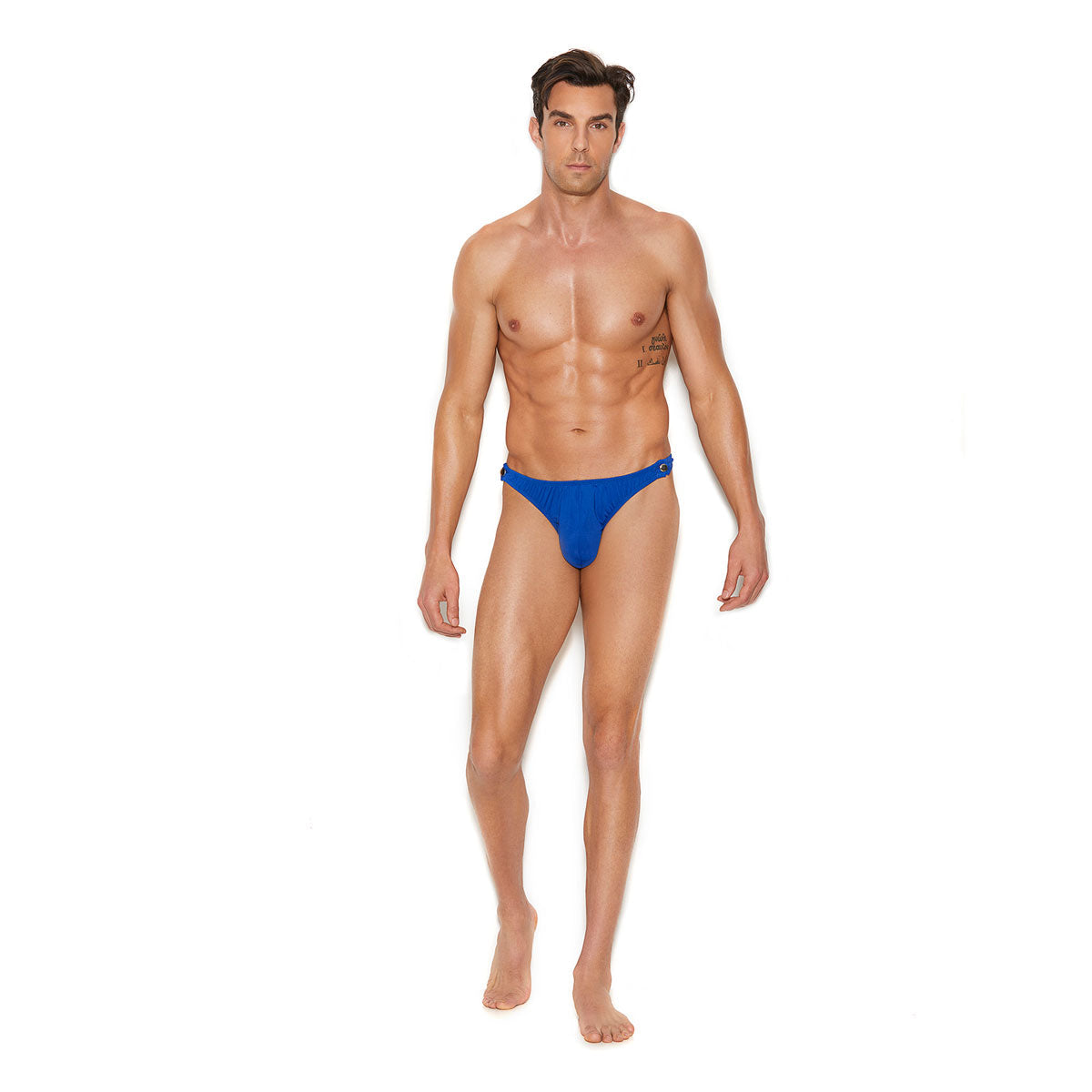 Elegant Moments – Vivace Collection Raah – Mens Side Snap Closure Thong - Blue S/M