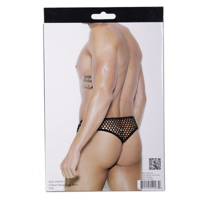 Elegant Moments - Raah – Men's Fishnet Thong-Back Brief - Black - L/XL
